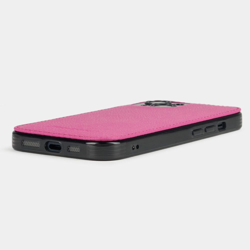 iPhone 15 cover case fuchsia saffiano