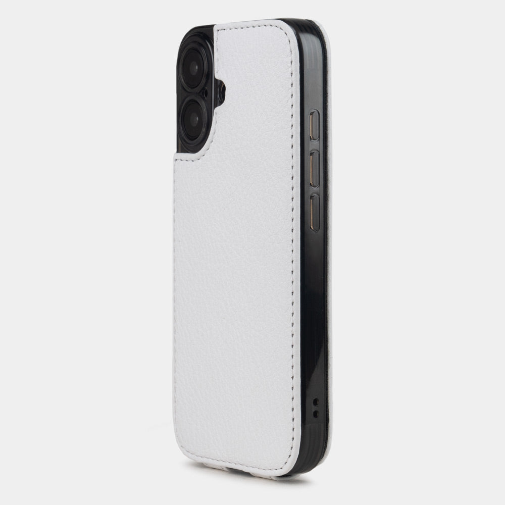 iPhone 16 White Leather Flip Case with MagSafe