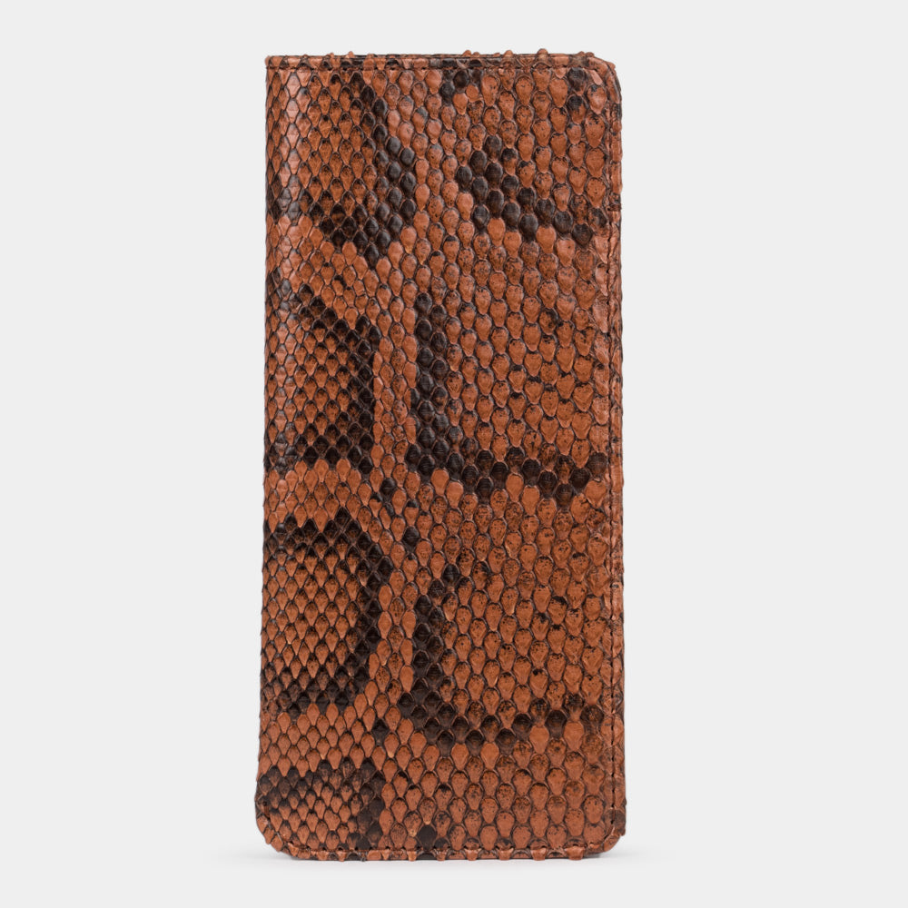 Pocket glasses pouch in gold python, front view, scales running to the edge