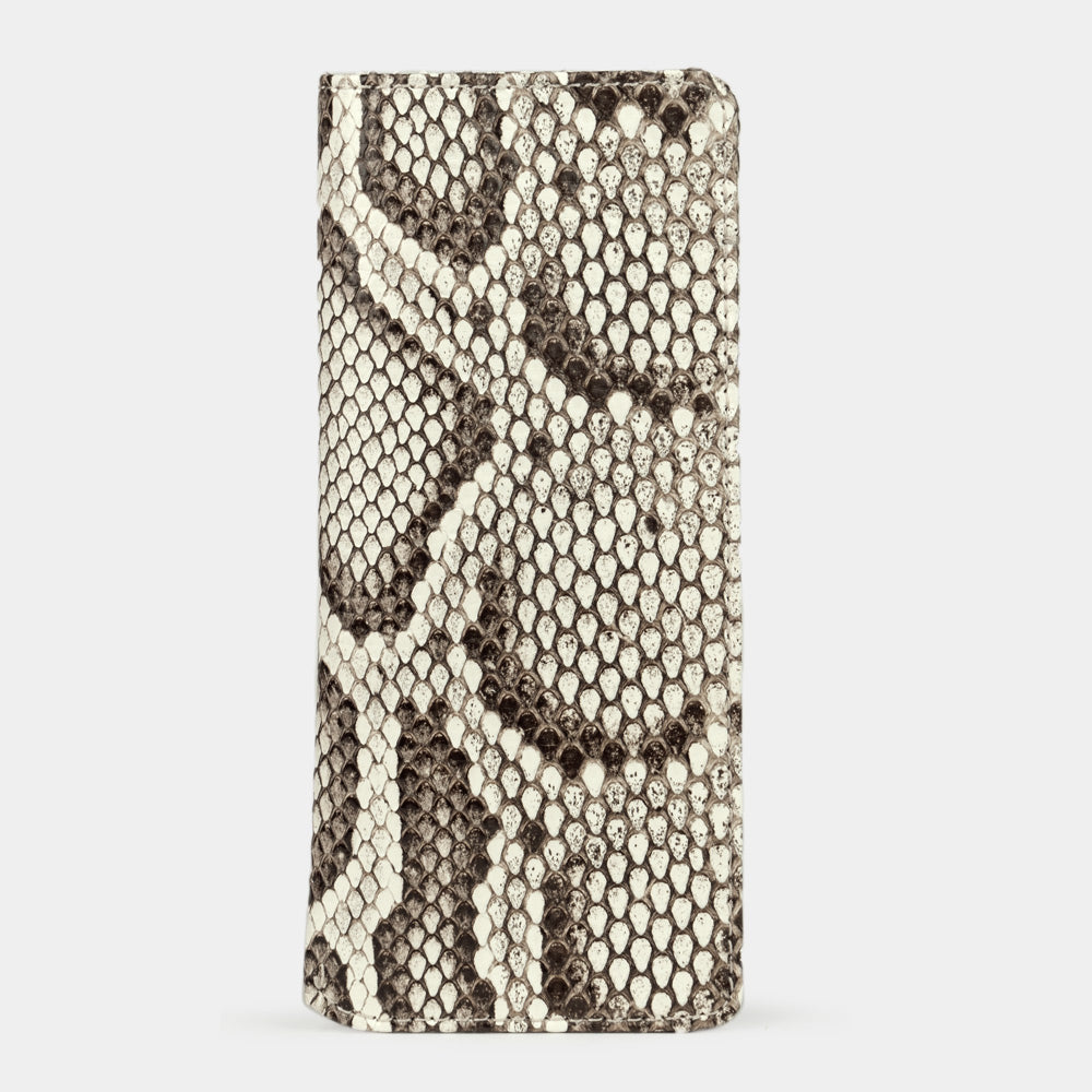 Pocket glasses pouch in natural python, front view, scales running to the edge