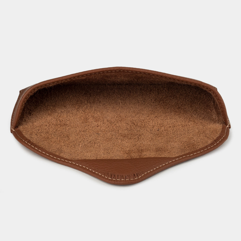 Gold leather hard glasses case with soft interior lining for eyewear protection