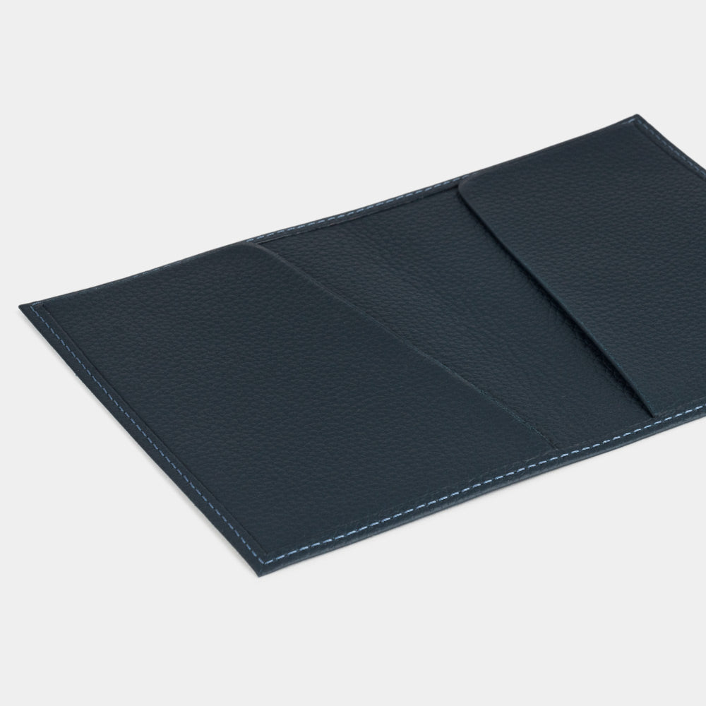 Leather Passport Cover Milano Blue