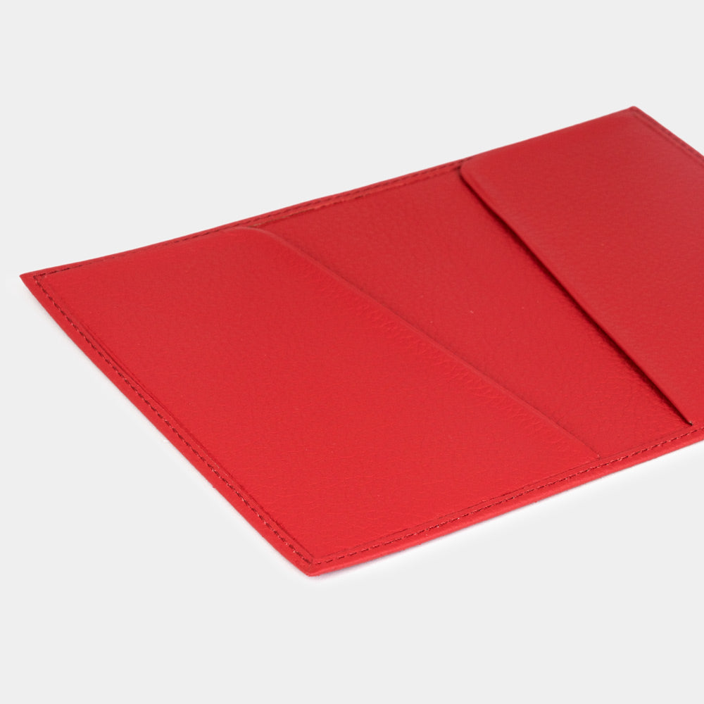 Leather Passport Cover Milano Red