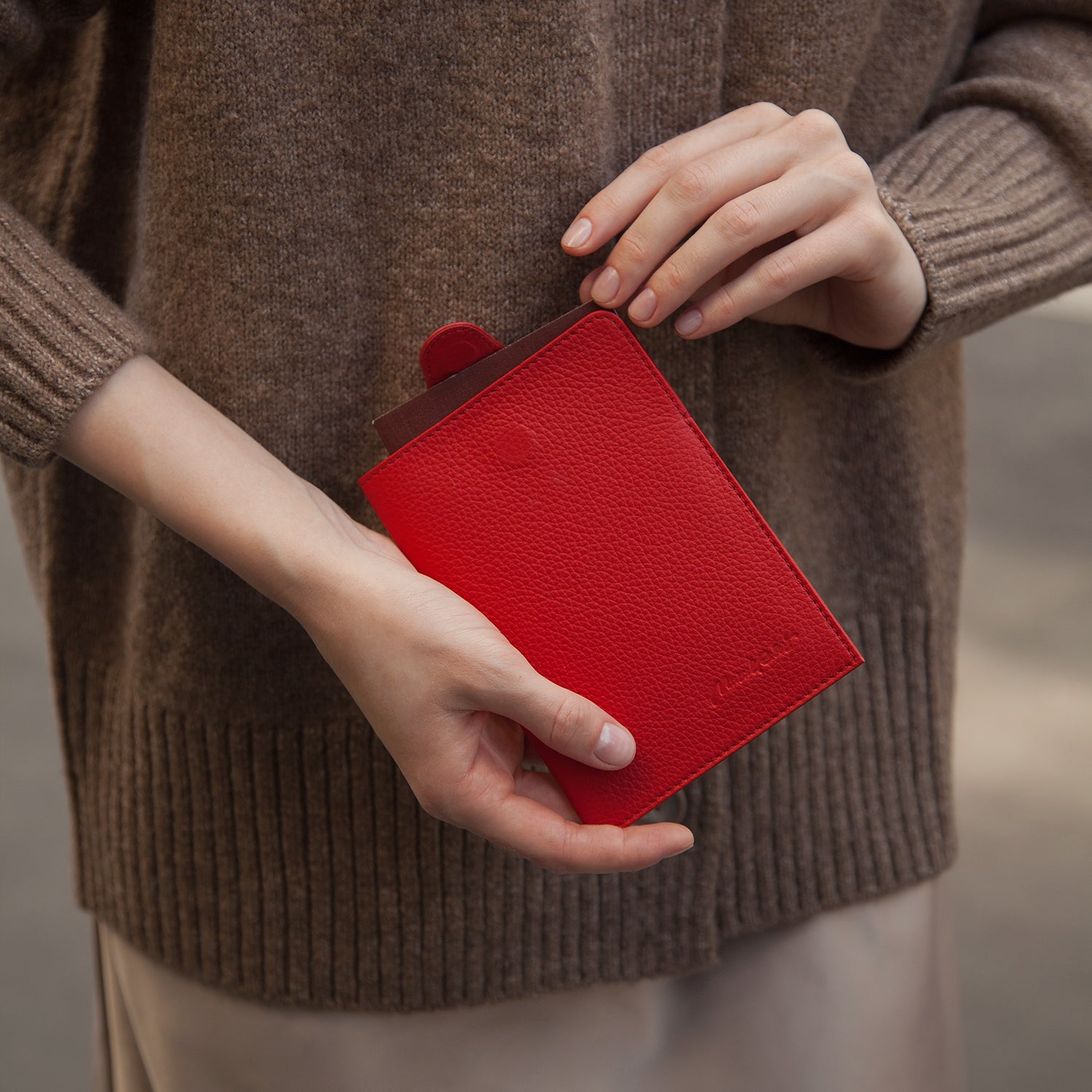 Leather Passport Holder London Red