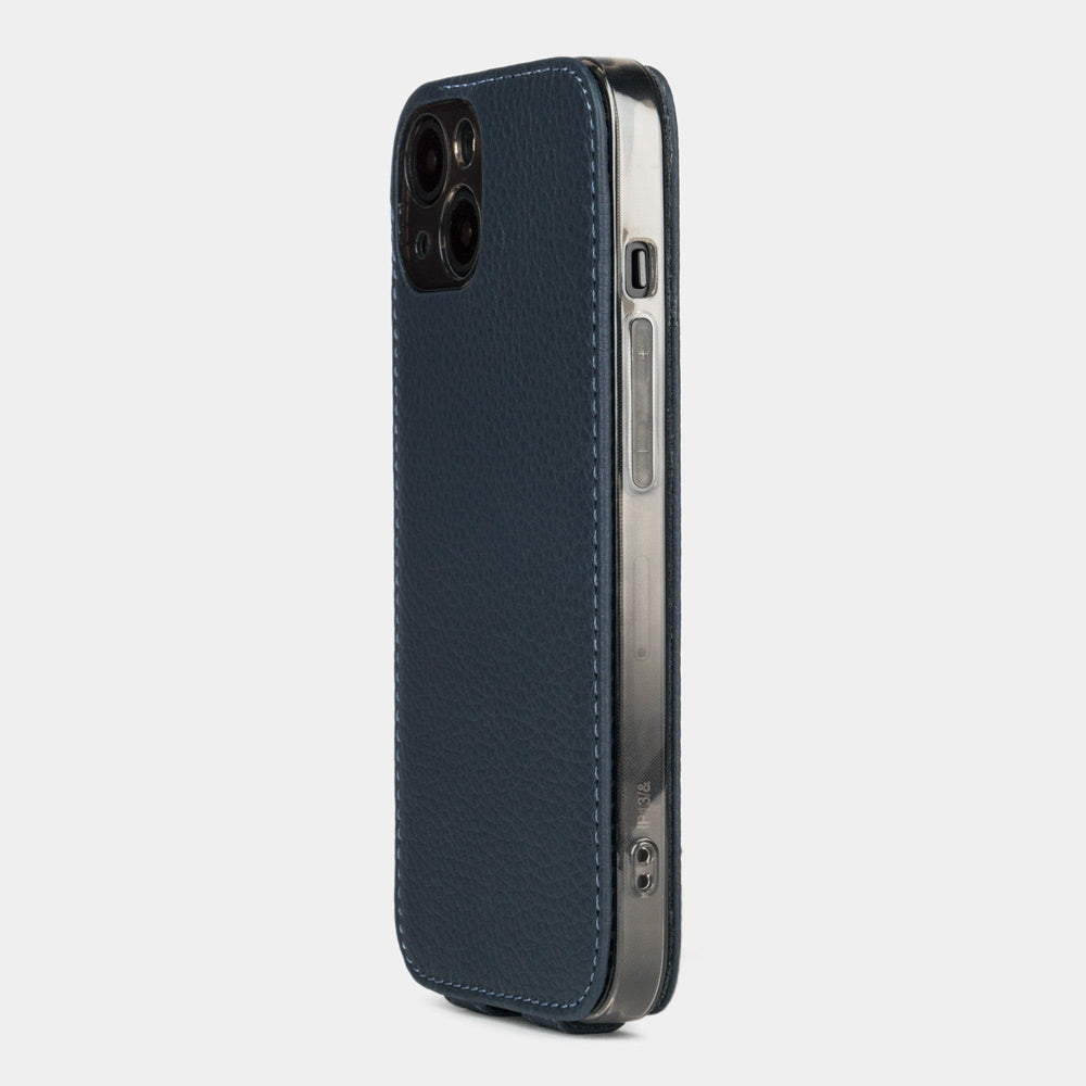 iPhone 14 Plus Blue calfskin flip case – Alcantara® lining