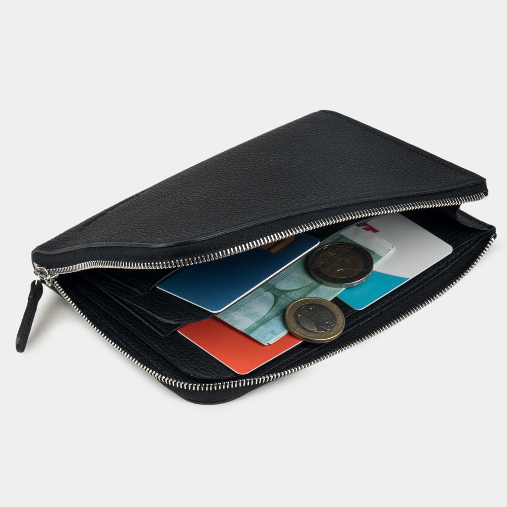 Leather Zip Around Wallet Pont Aven – Black