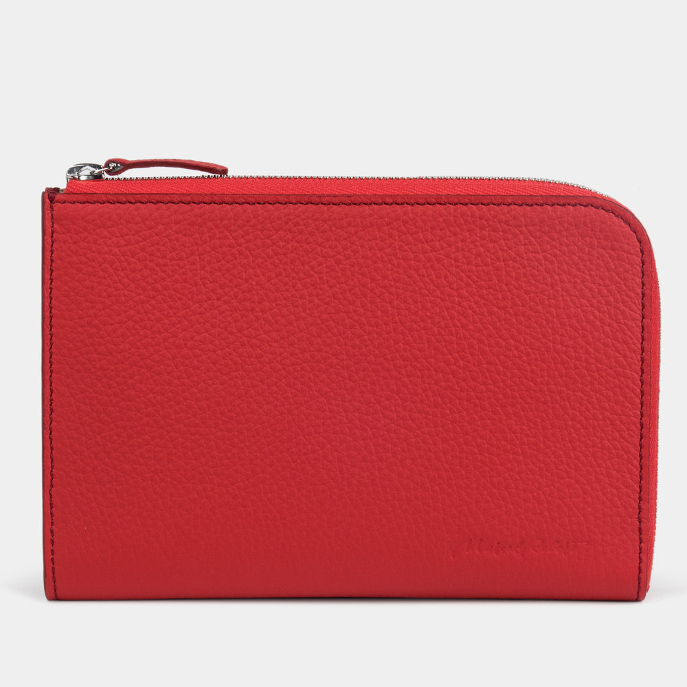 women’s leather zip wallet with card holder red