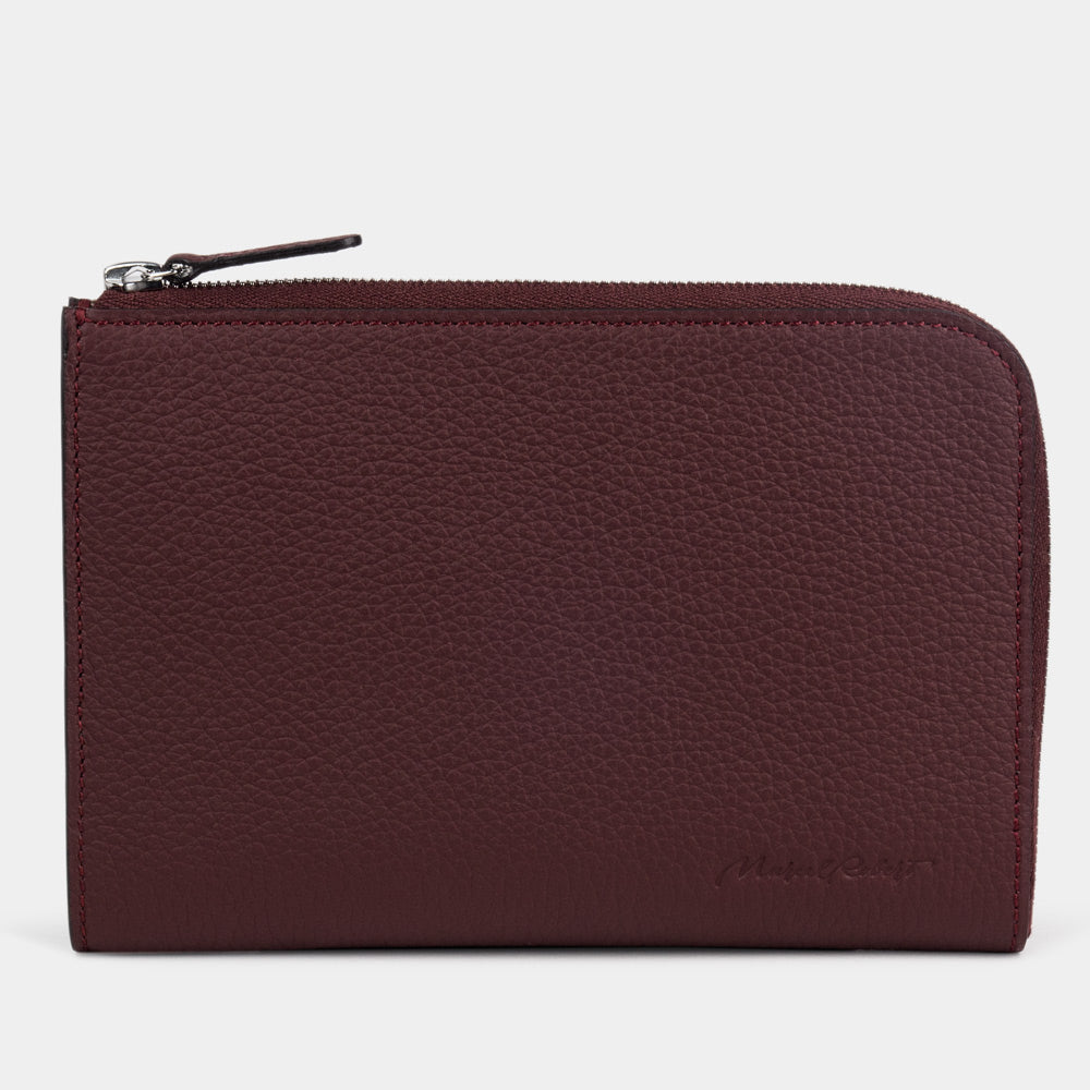 men’s leather zip wallet with card holder bordeaux