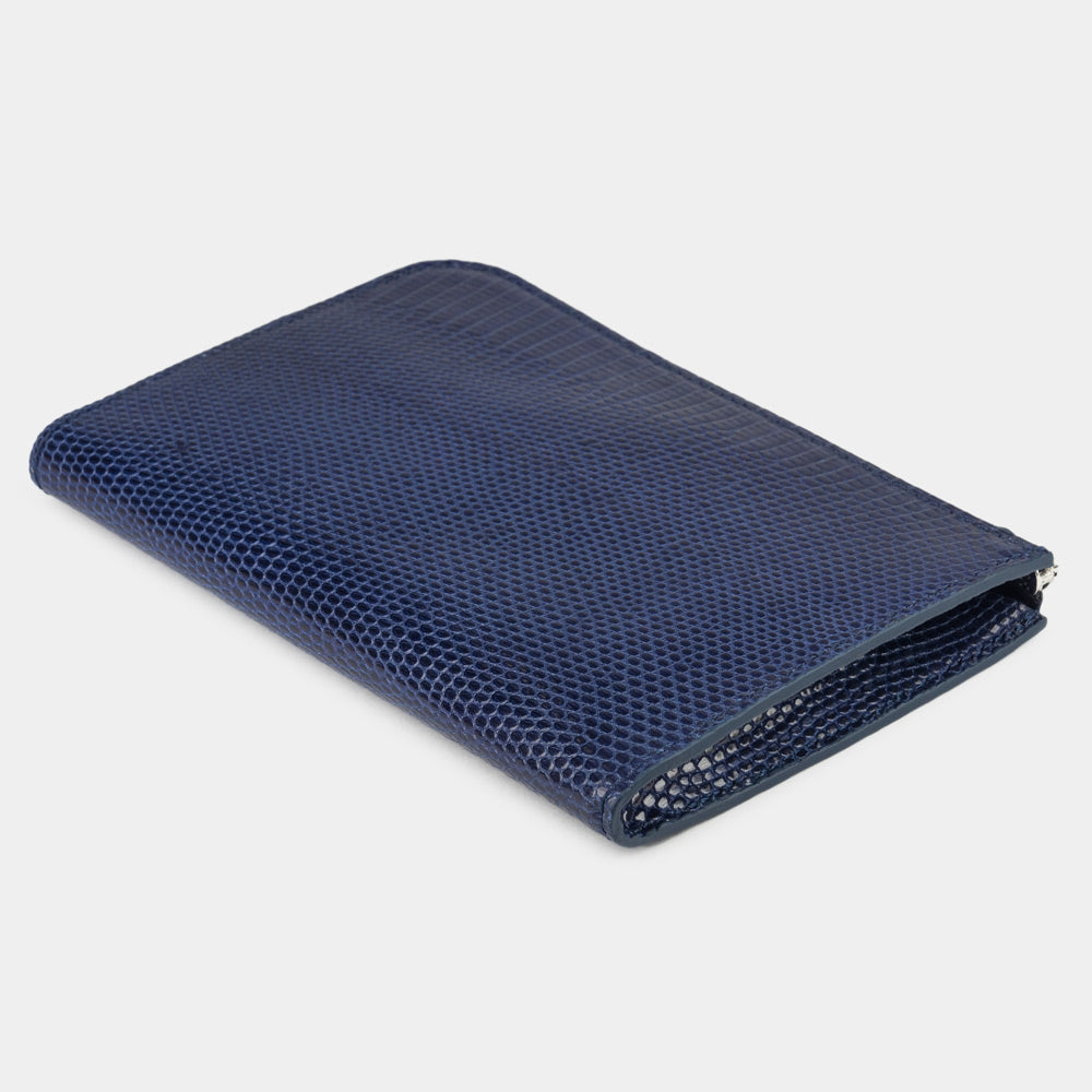 Blue Lizard Leather Zip Wallet with Card Holder