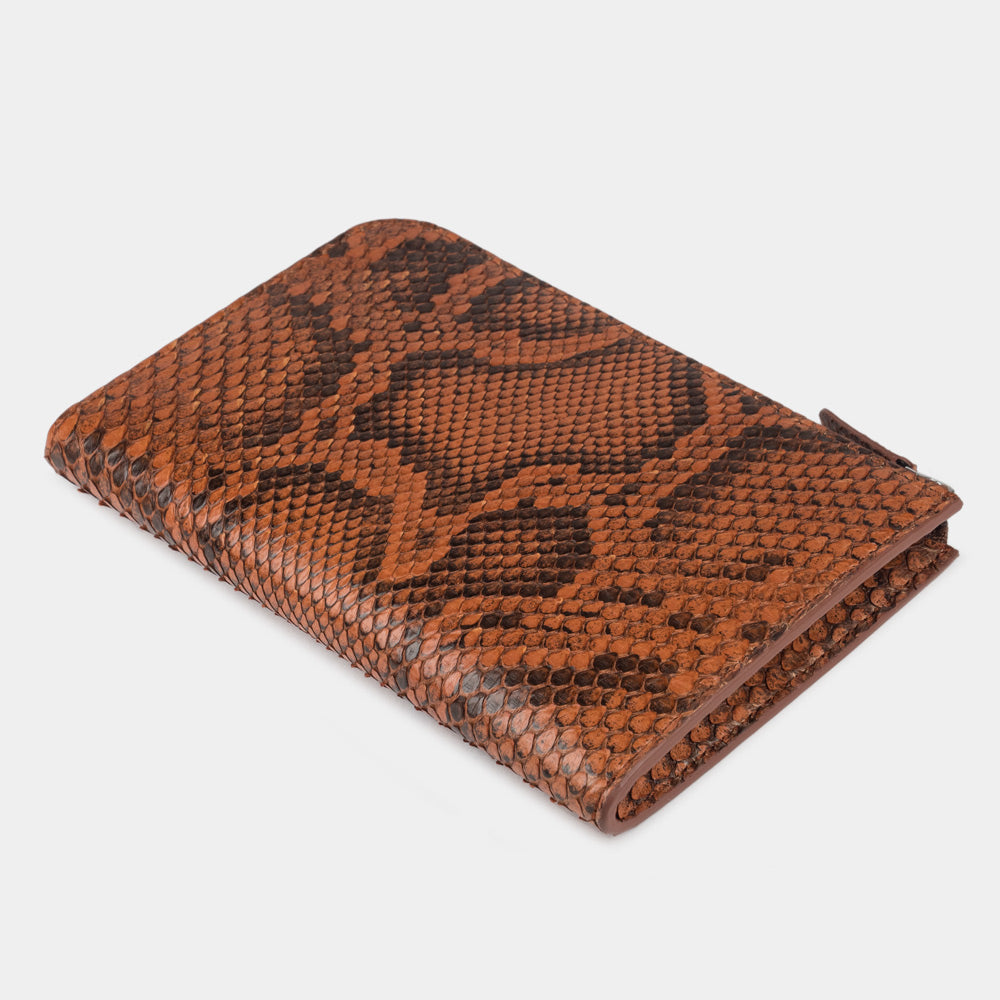 Gold Python Leather Zip Wallet with Card Holder