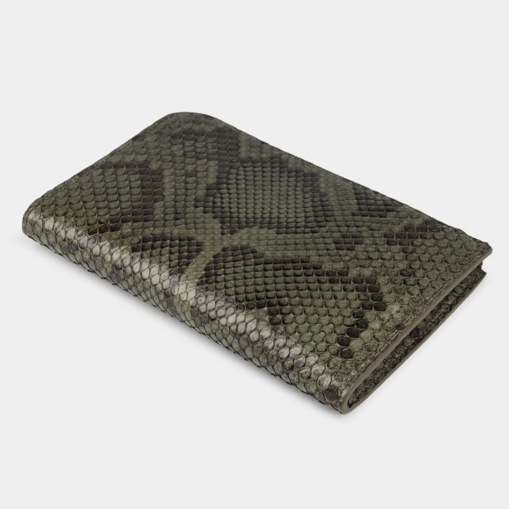 Green Python Leather Zip Around Wallet with Card Holder
