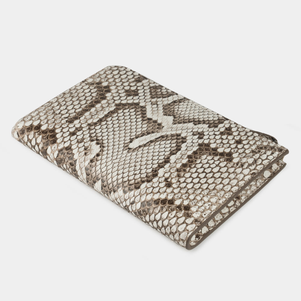 Natural Python Leather Zip Wallet with Card Holder