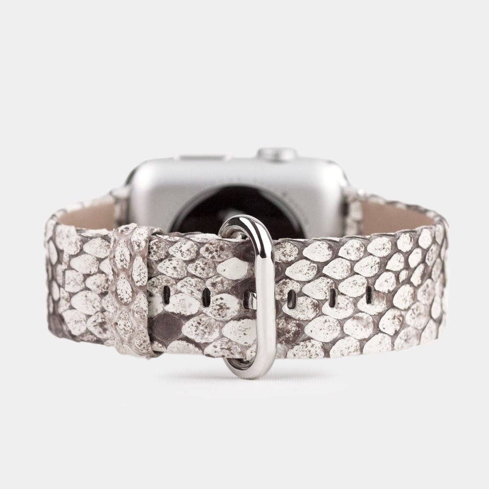 natural python strap apple watch with steel adapters and buckle main image