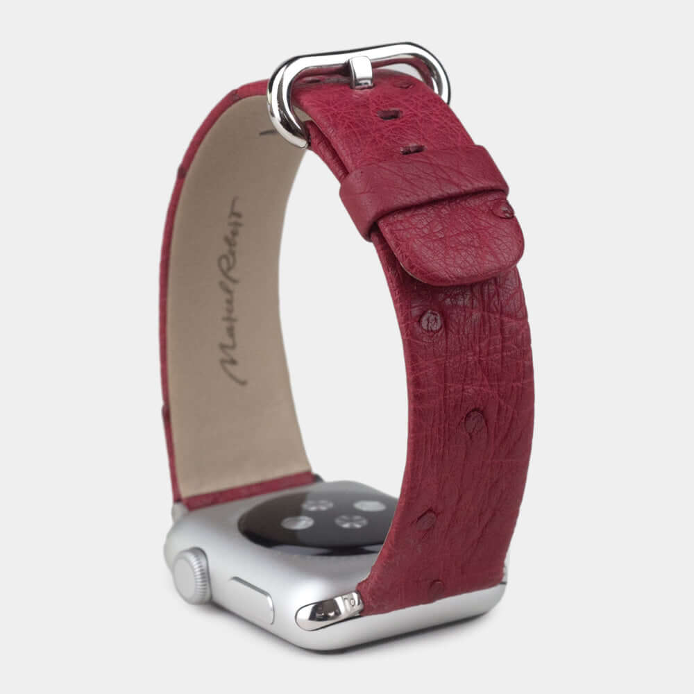 Ostrich Strap Apple Watch 45/46mm Fuchsia | Marcel Robert - 3