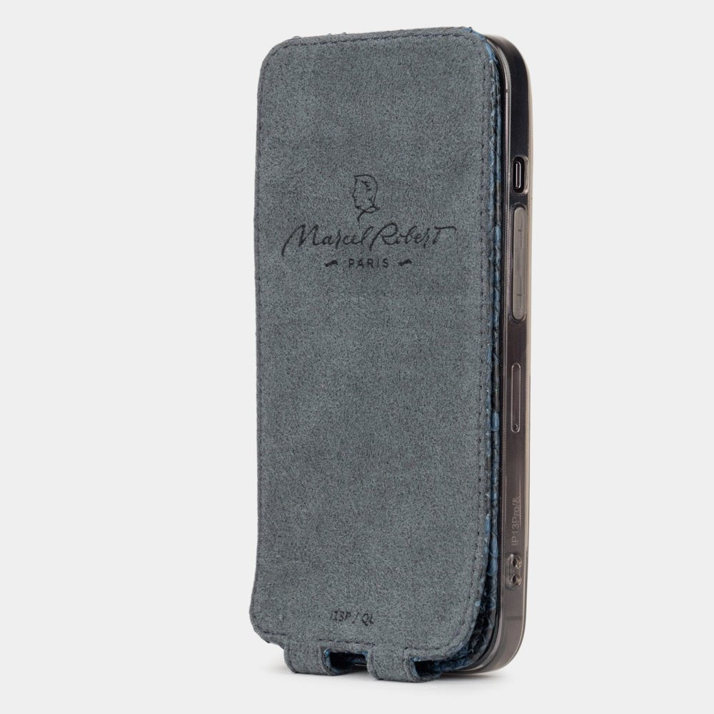 Python Leather Case iPhone 13 Pro Max Blue | Marcel Robert - 3