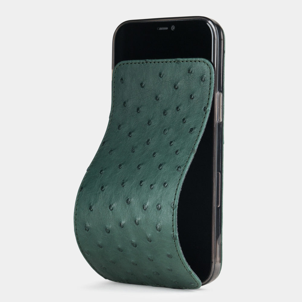 Ostrich Leather Case iPhone 12 Pro Green | Marcel Robert - 0