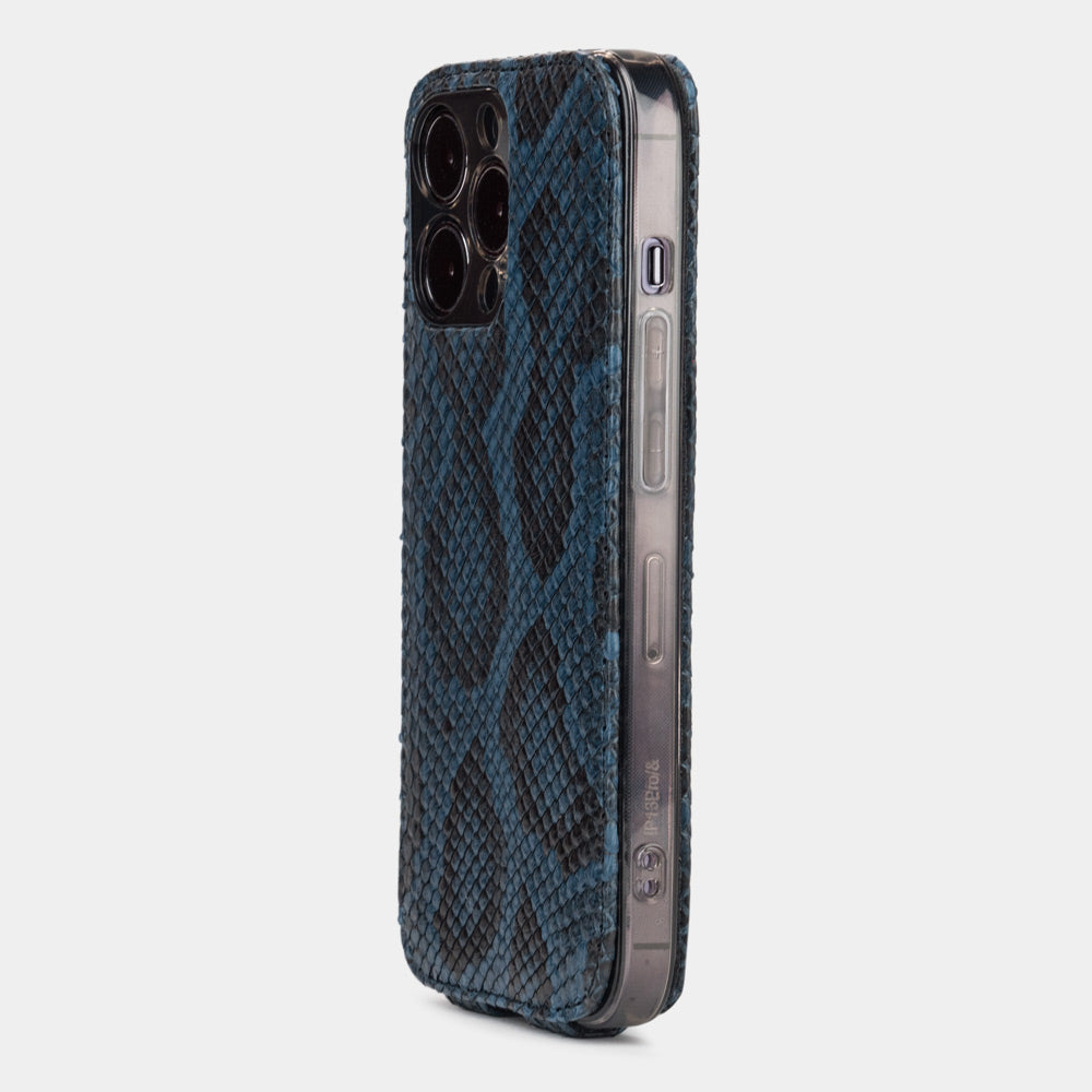 Blue python iPhone 14 Pro Max case, side detail