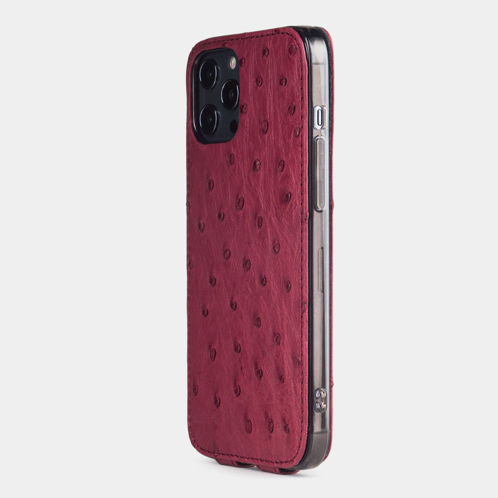 Ostrich Leather Case iPhone 12 Pro Max Rose | Marcel Robert - 3