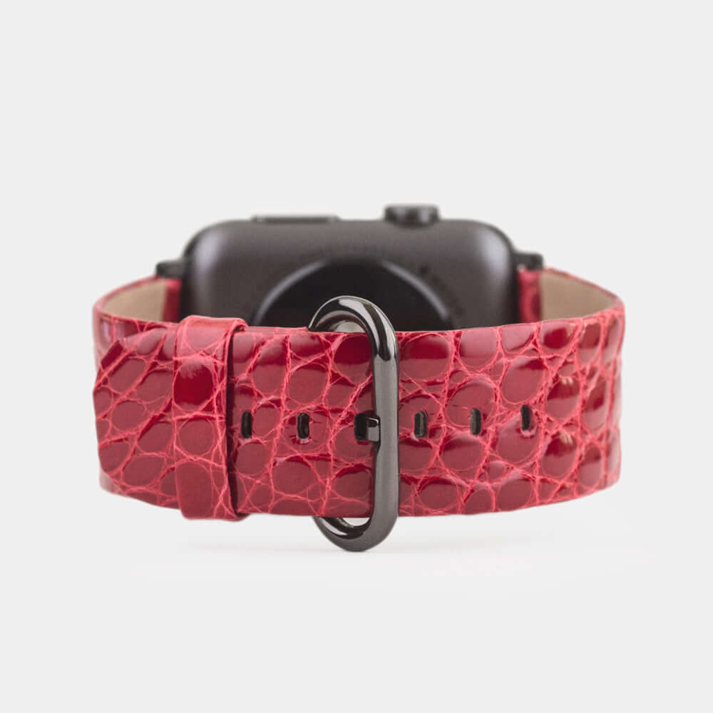 Alligator Shiny Strap Apple Watch 45/46mm Red | Marcel Robert - 2
