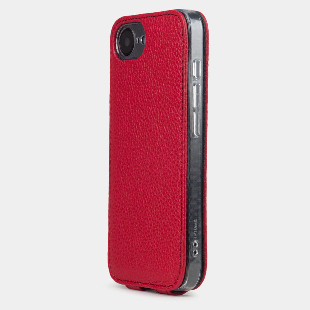 iPhone 16e Red Calfskin Leather Case – MagSafe Flip