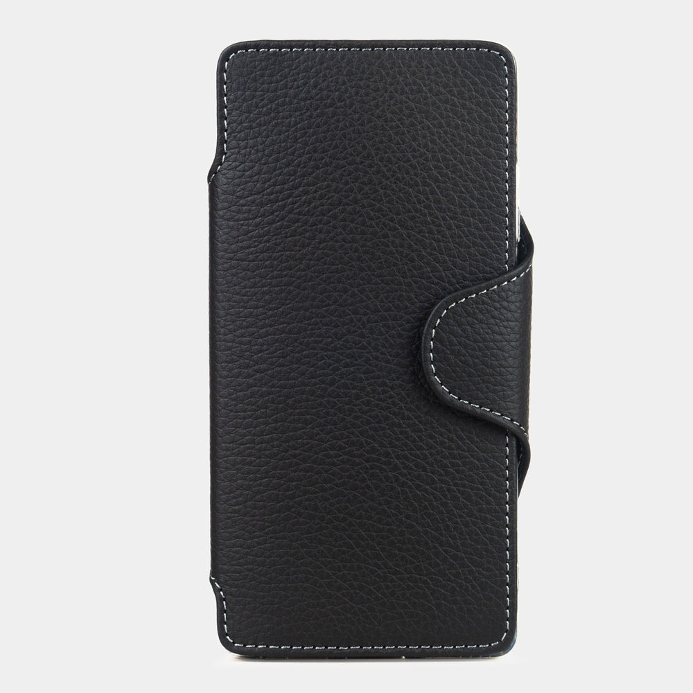 black leather Samsung S26 Ultra wallet case with card holder and magnetic flap