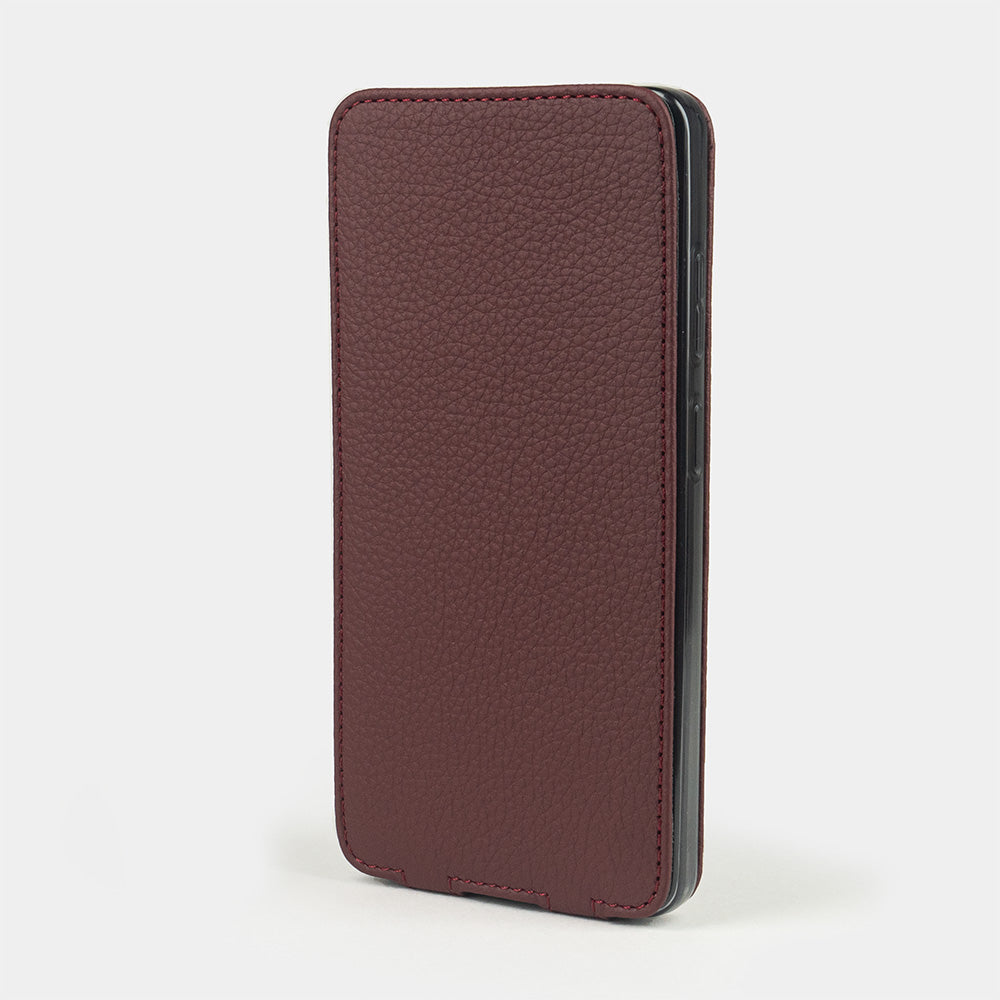 bordeaux leather flip case Samsung S26 Ultra closed view with full screen protection