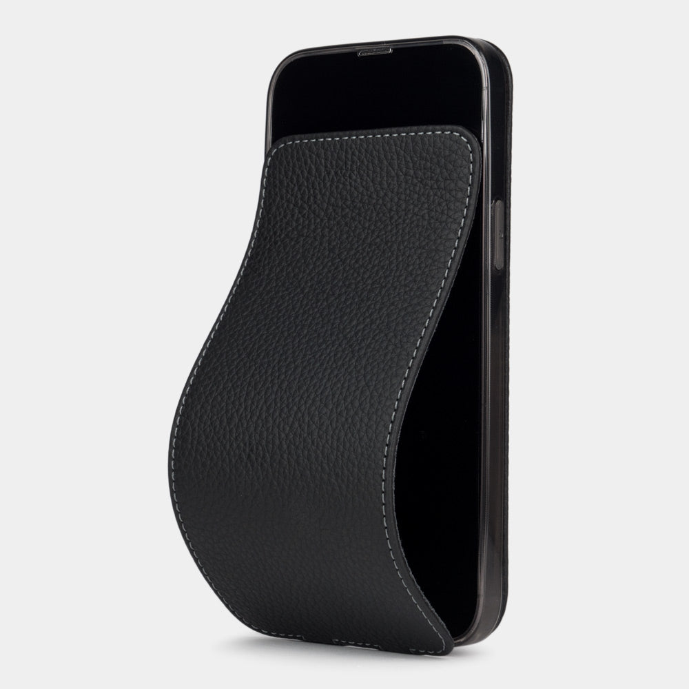 iPhone 14 flip case made with black premium leather – Marcel Robert | main visual