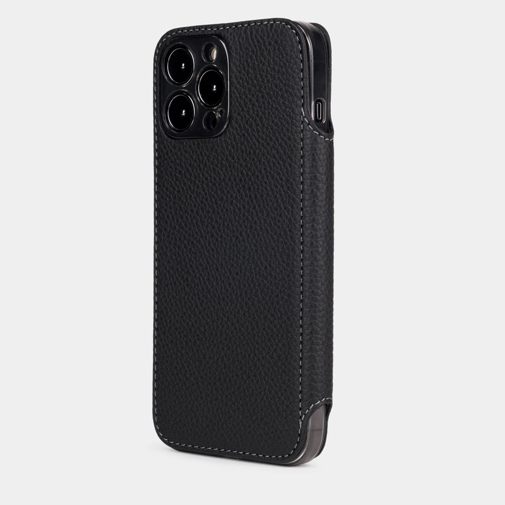 iPhone 15 Pro Black Calfskin Wallet Case – MagSafe