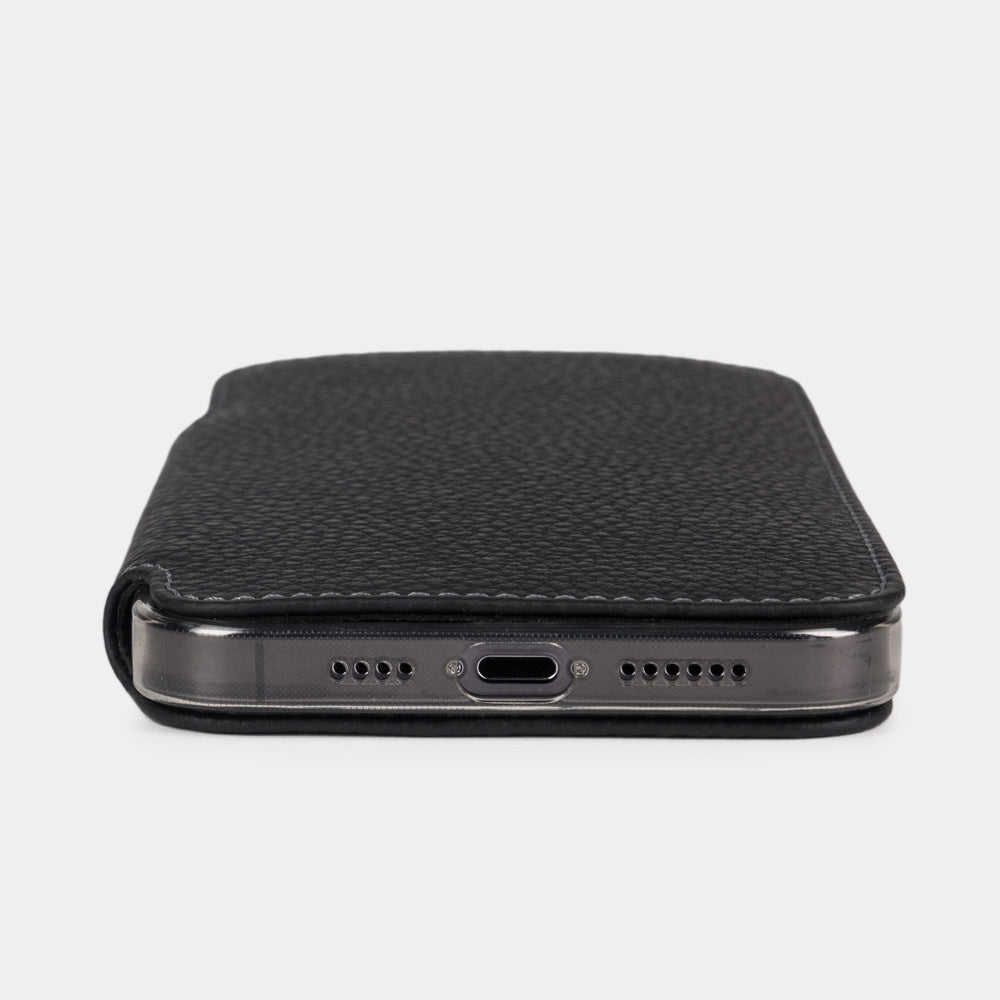 iPhone 15 Pro Black Calfskin Wallet Case – MagSafe