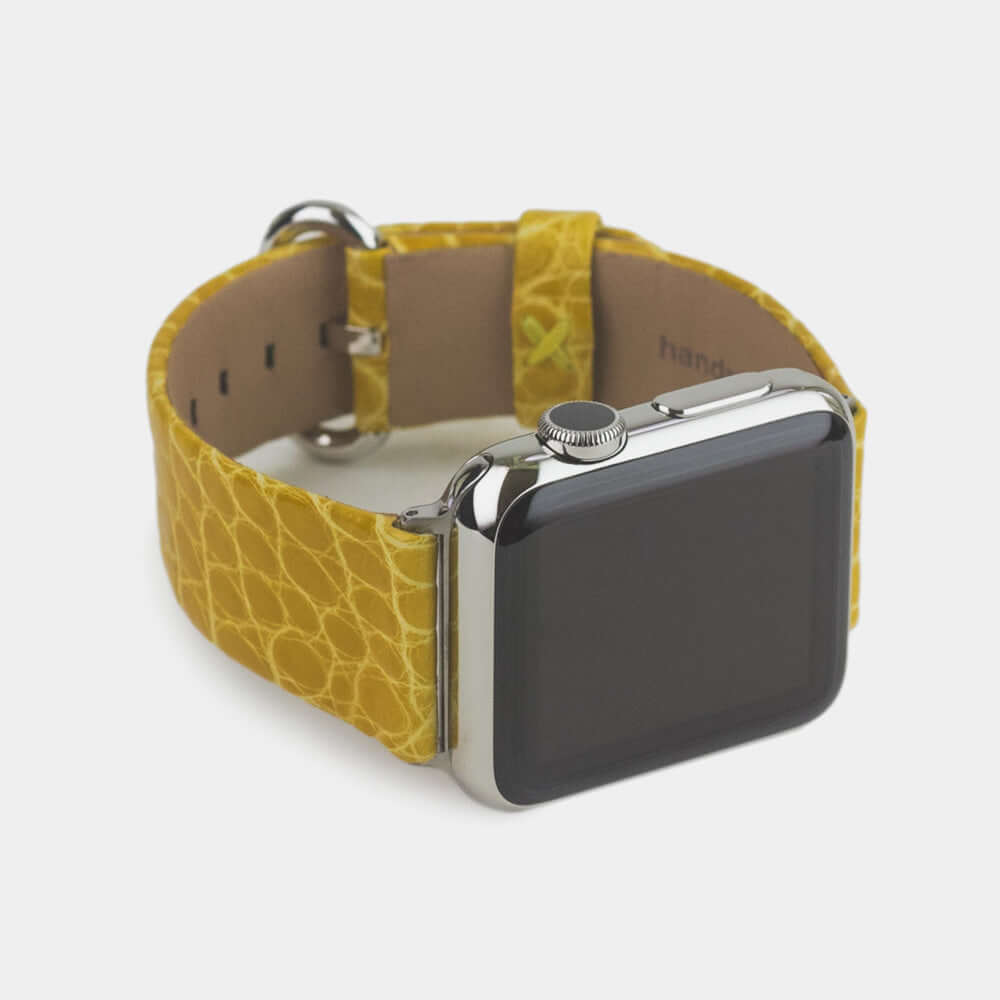 Alligator Shiny Strap Apple Watch 45/46mm Yellow | Marcel Robert - 4