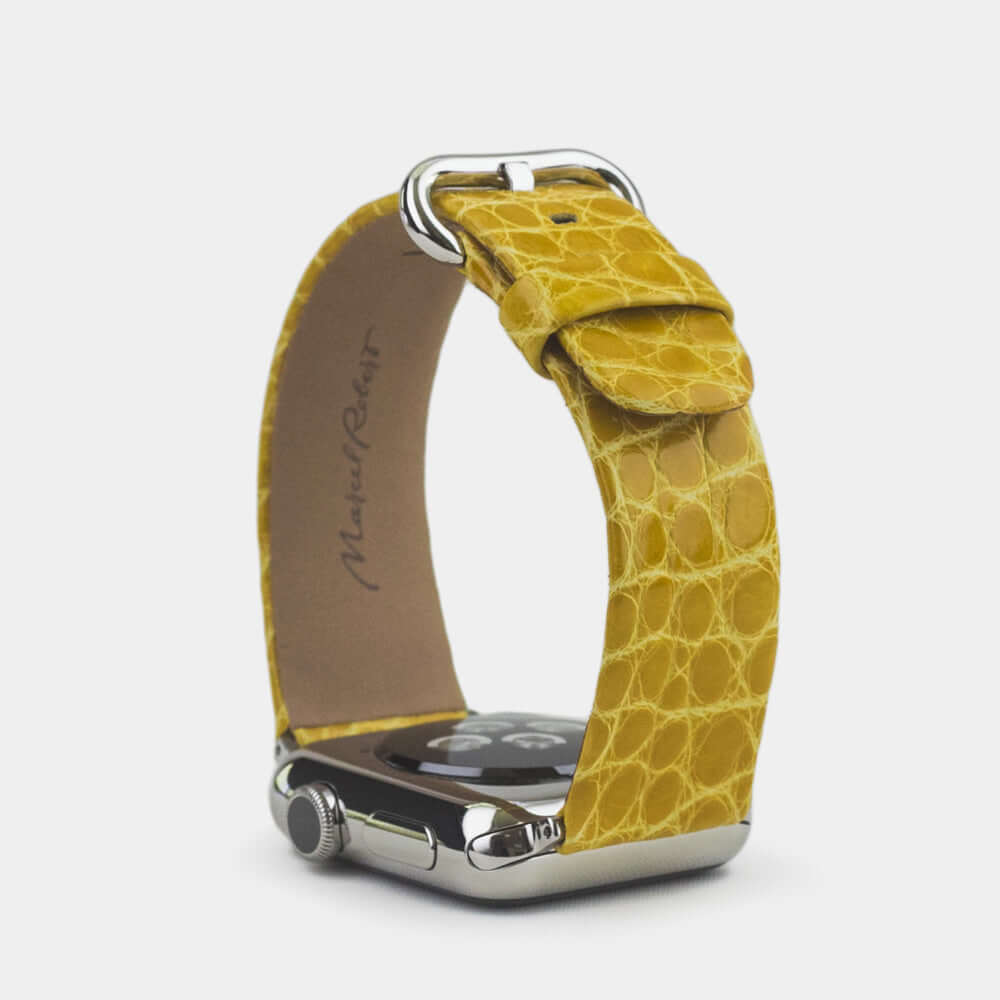 Alligator Shiny Strap Apple Watch 45/46mm Yellow | Marcel Robert - 2