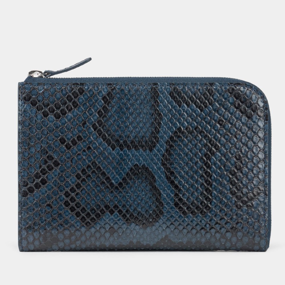 Small Leather Wallet "Pont-Aven" Python Blue | Marcel Robert - 0