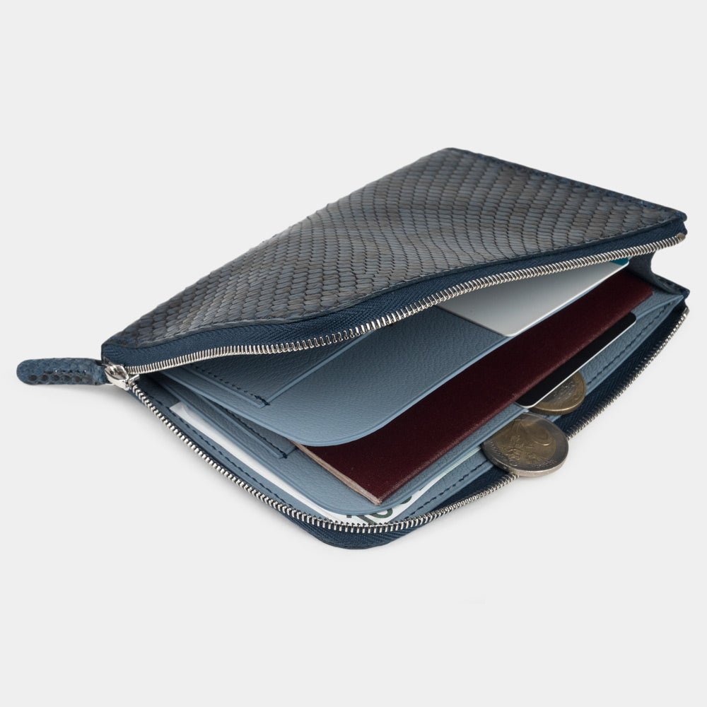 Small Leather Wallet "Pont-Aven" Python Blue | Marcel Robert - 2
